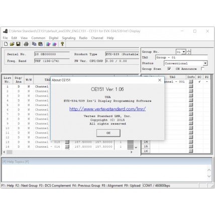 VERTEX CE-151 v1.06 USA Programming Software